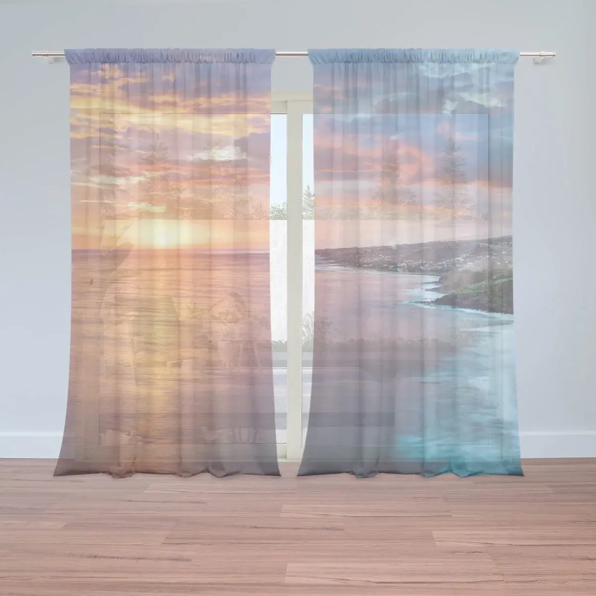 Záclony Západ slunce nad mořem: 2ks 150x250cm
