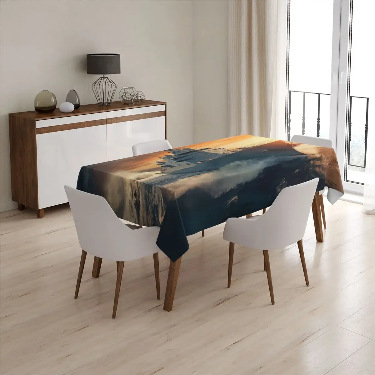 Ubrus Válečná loď v rozbouřených vodách - 145x240 cm