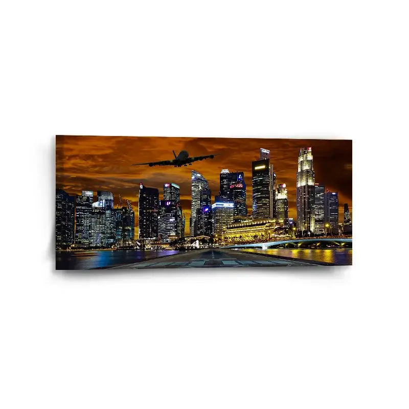 Obraz Letadlo nad mrakodrapy - 110x50 cm