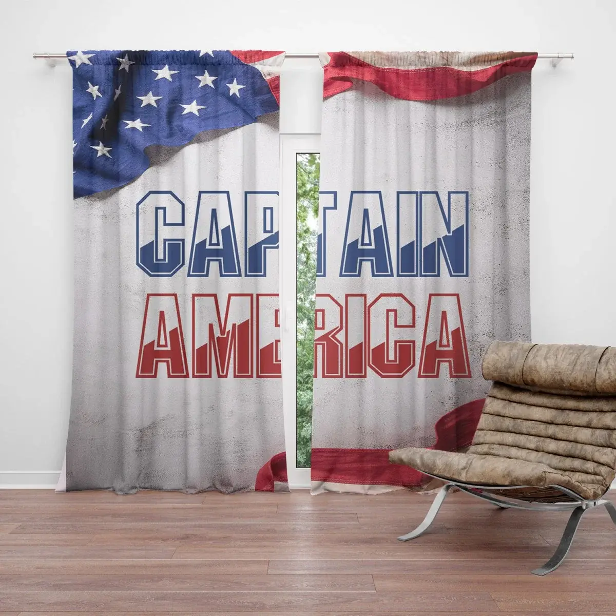 Závěs Kapitán Amerika Vlajka: 2ks 140x250cm