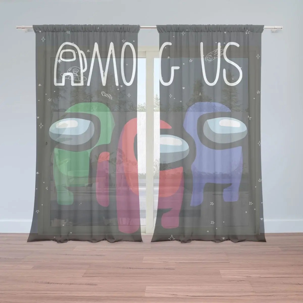 Záclony AMONG US Černý vesmír: 2ks 150x250cm