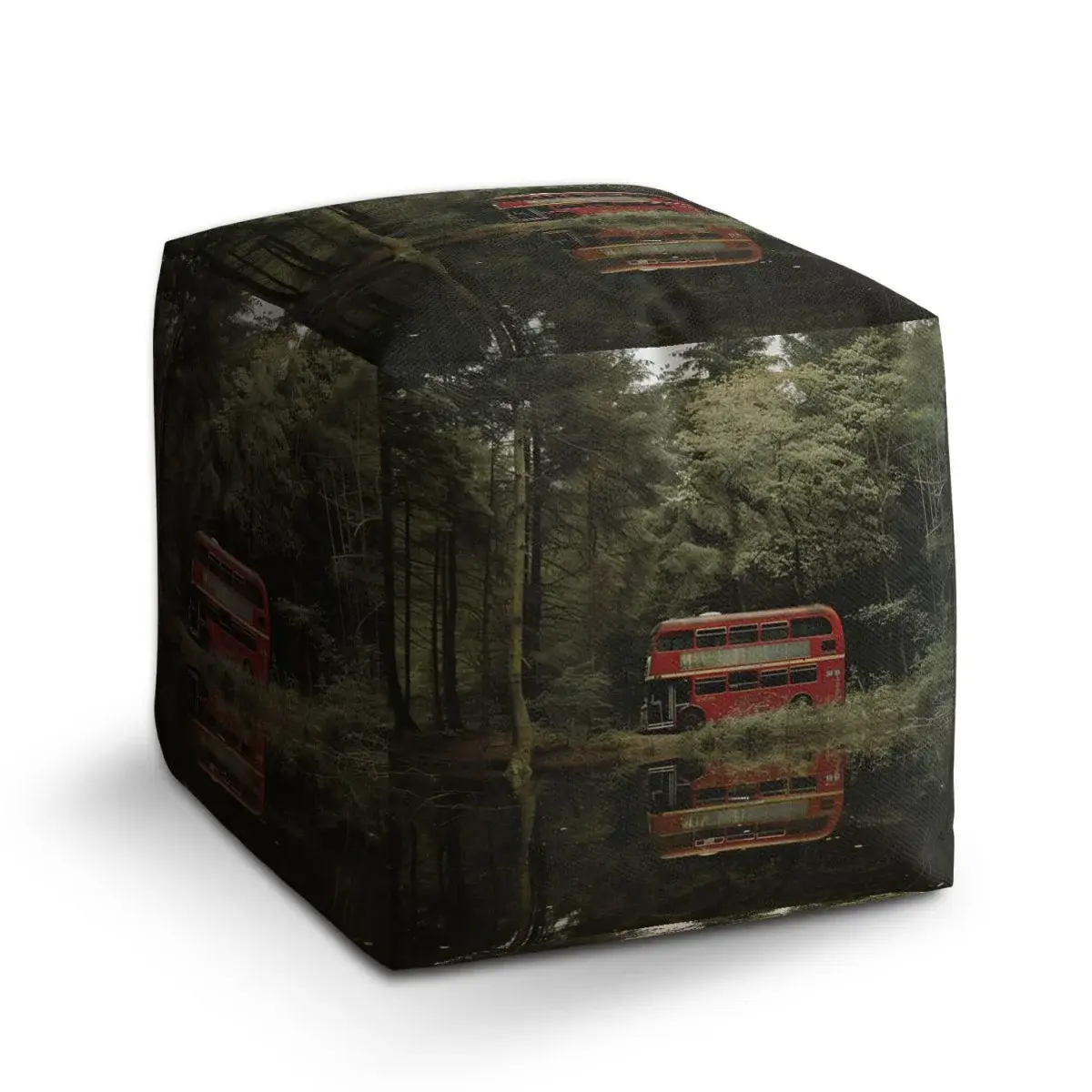 Taburet Cube Červený patrový autobus - 40x40x40 cm