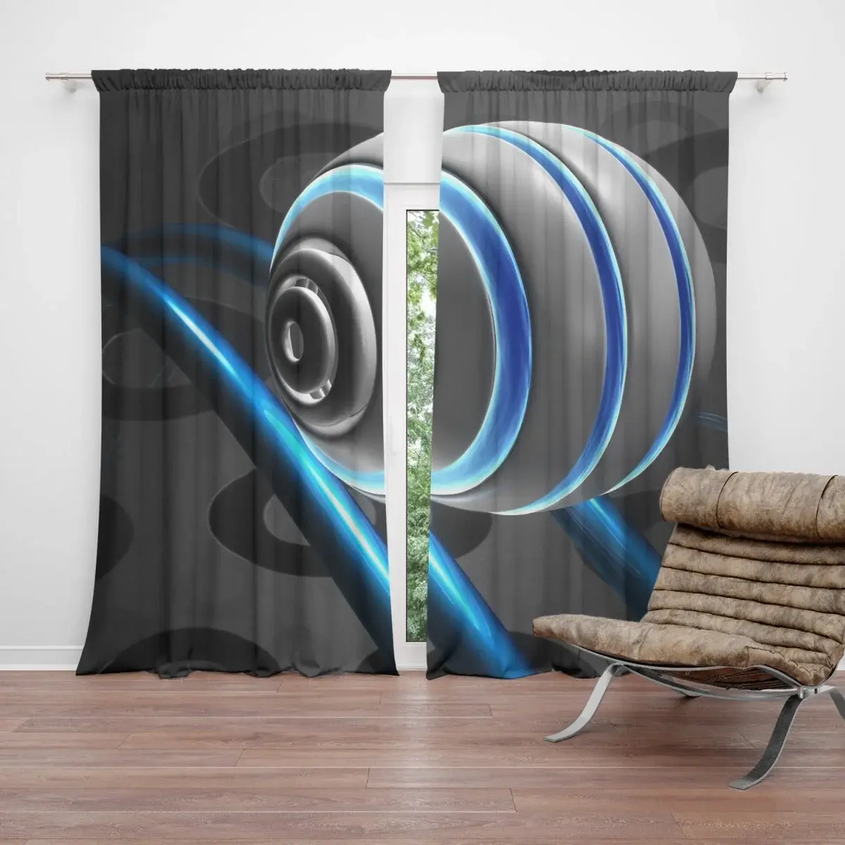 Závěs Modrá koule: 2ks 140x250cm