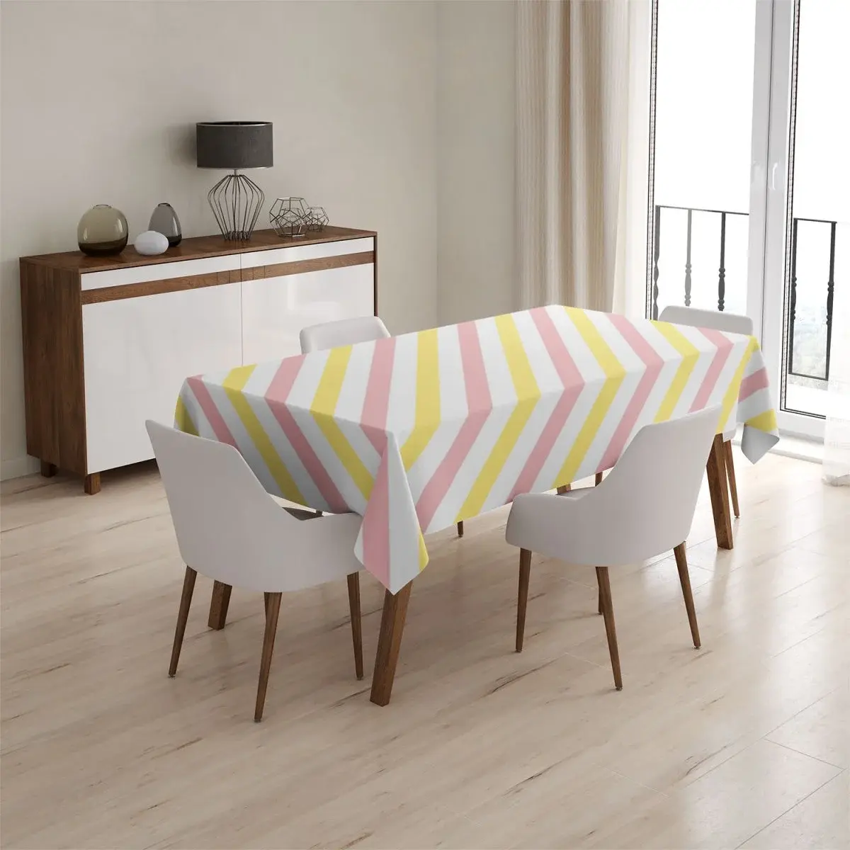 Ubrus Růžové a žluté pruhy - 145x240 cm