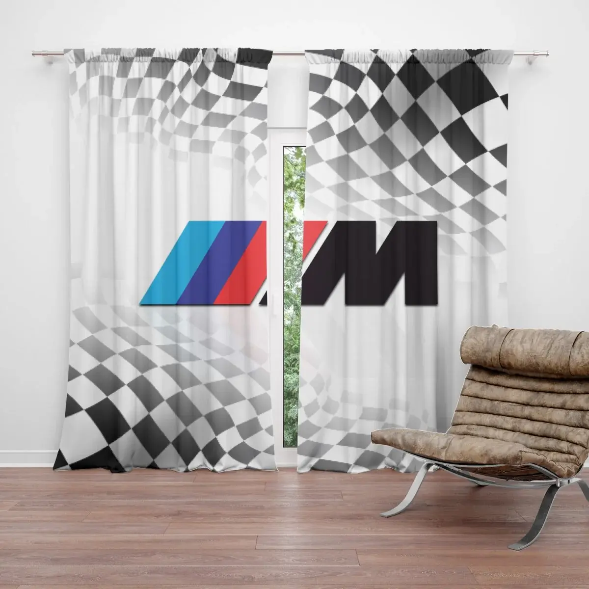 Závěs MPERFORMANCE Šachovnice: 2ks 140x250cm