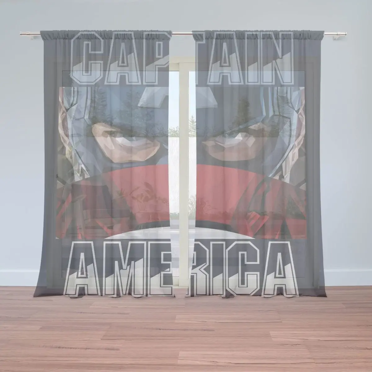 Záclony Kapitán Amerika pohled přes štít: 2ks 150x250cm