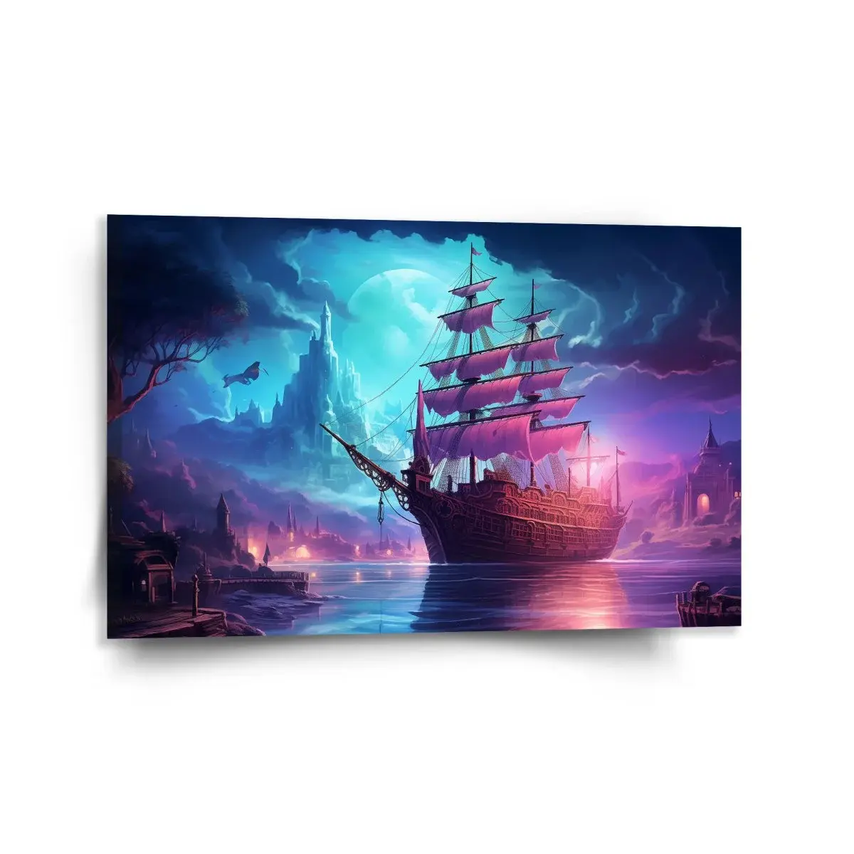 Obraz Magická plachetnice pod měsícem - 120x80 cm