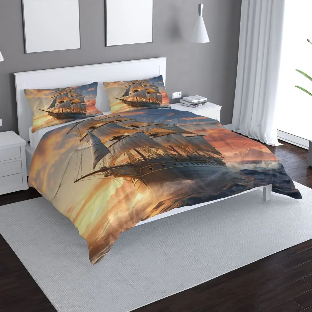Povlečení Plachetnice ve vlnách při východu slunce - 140x220 / 90x70