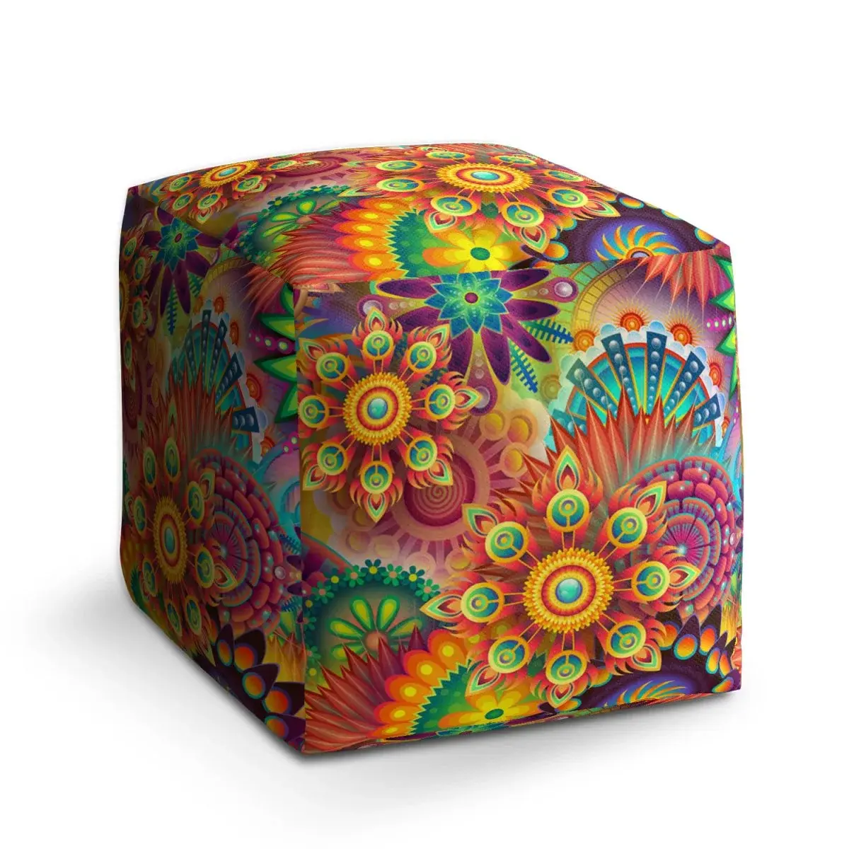 Taburet Cube Barevné obrazce - 40x40x40 cm