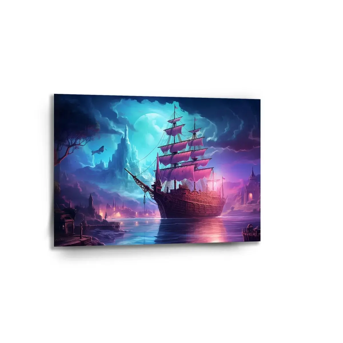 Obraz Magická plachetnice pod měsícem - 90x60 cm