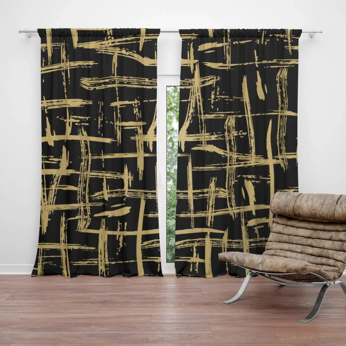 Závěs Zlaté malování: 2ks 140x250cm