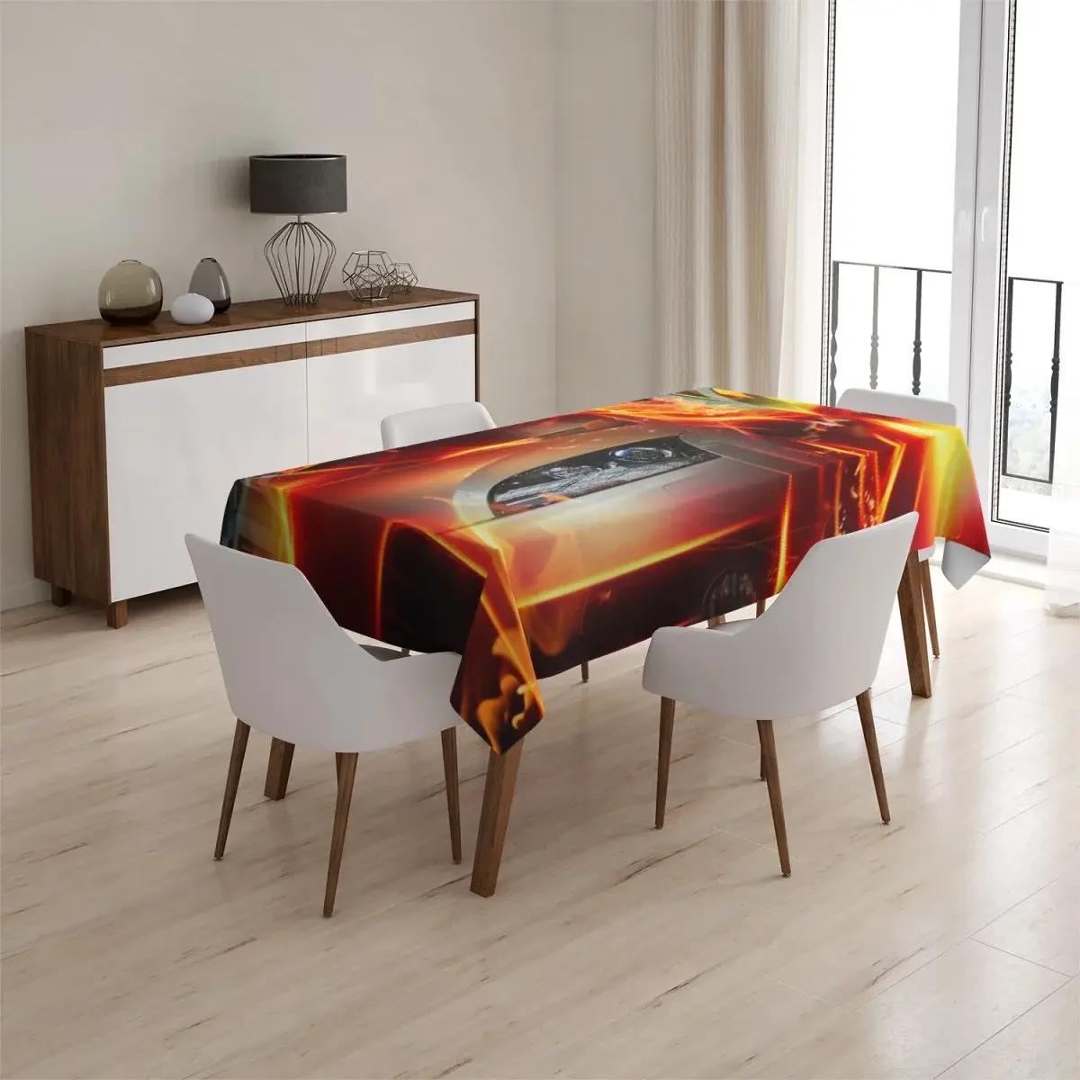 Ubrus Auto v plamenech - 90x90 cm