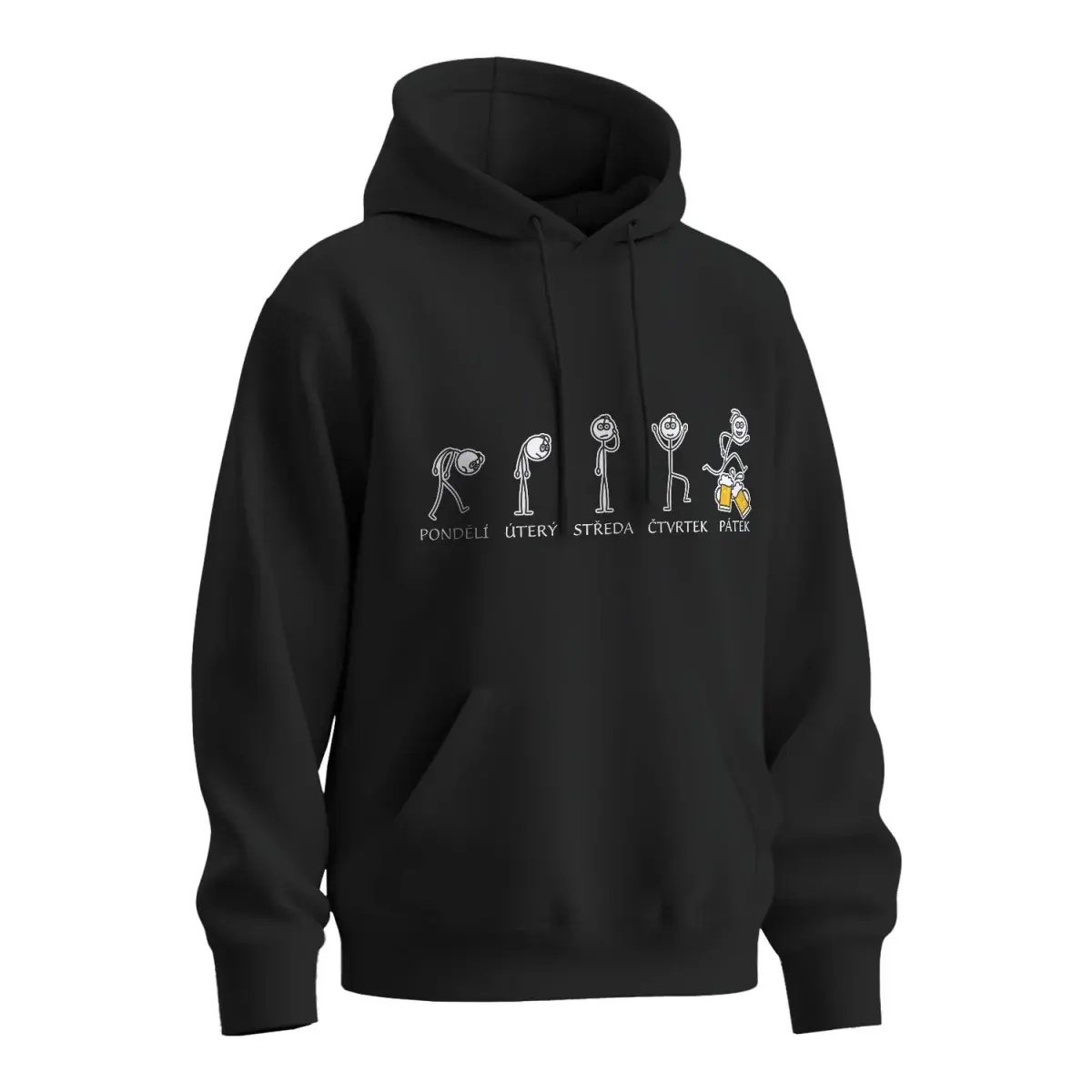 Mikina s potiskem pro pivaře Dny v týdnu CZ - černá 4XL