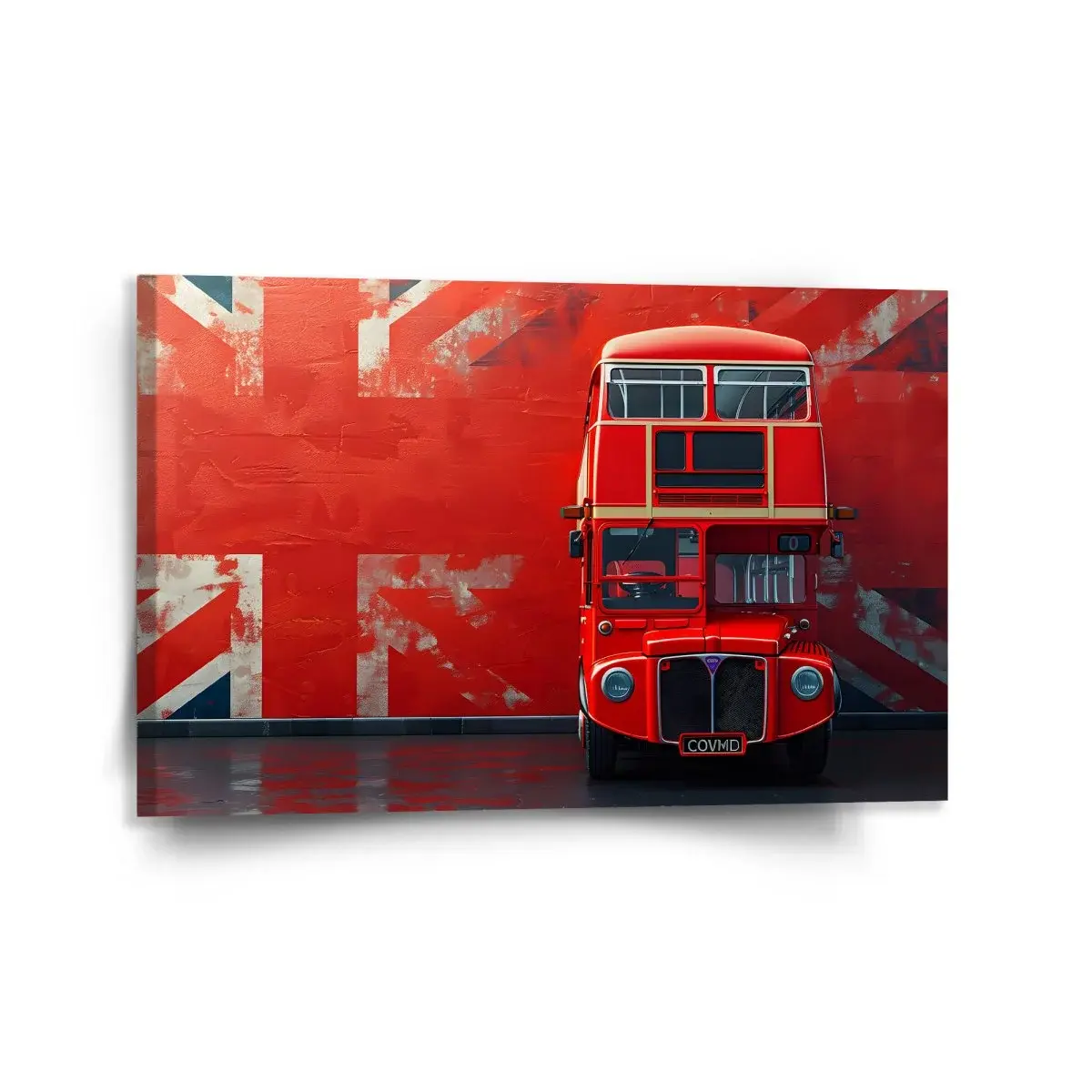 Obraz Červený patrový autobus Vlajka - 120x80 cm
