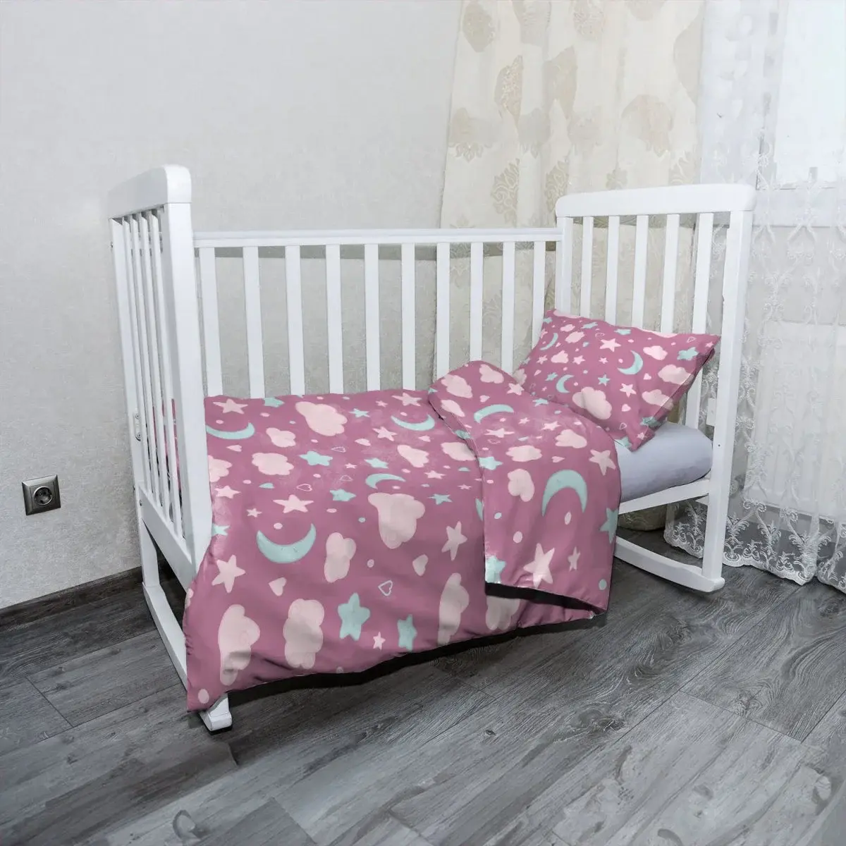 Mikroplyšové dětské povlečení do postýlky Dětská obloha - 130x90 / 40x60