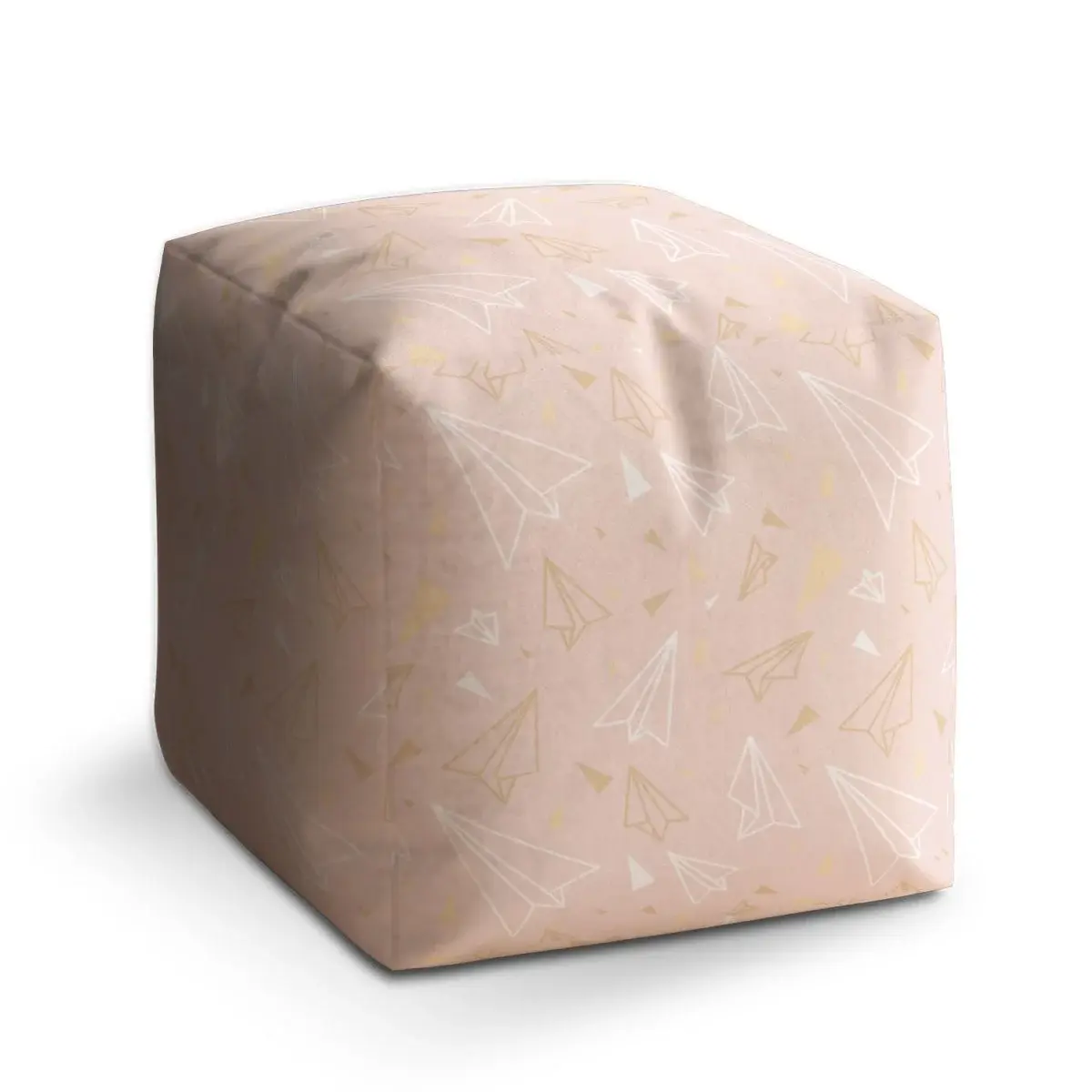 Taburet Cube Zlaté a bílé vlaštovky - 40x40x40 cm