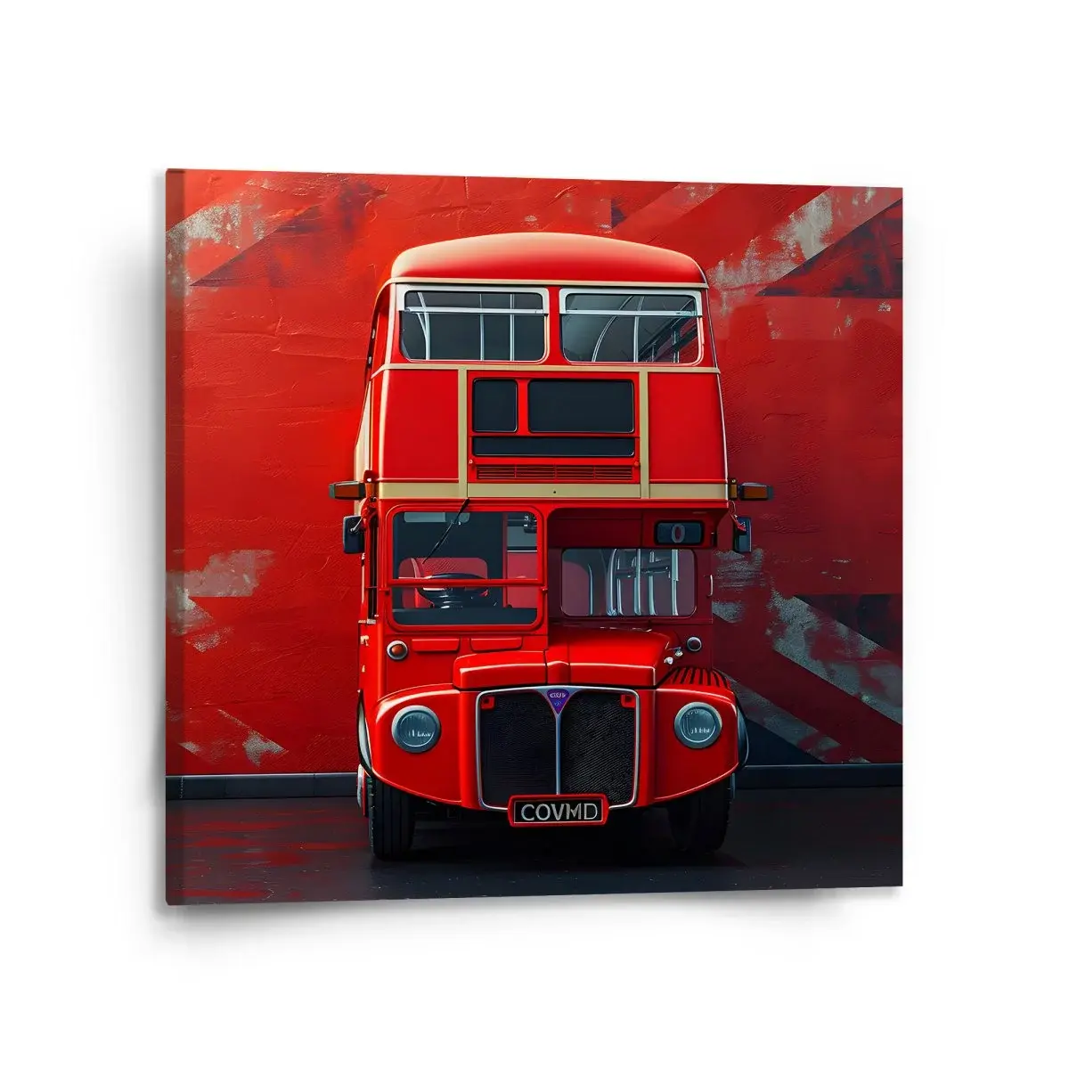 Obraz Červený patrový autobus Vlajka - 110x110 cm