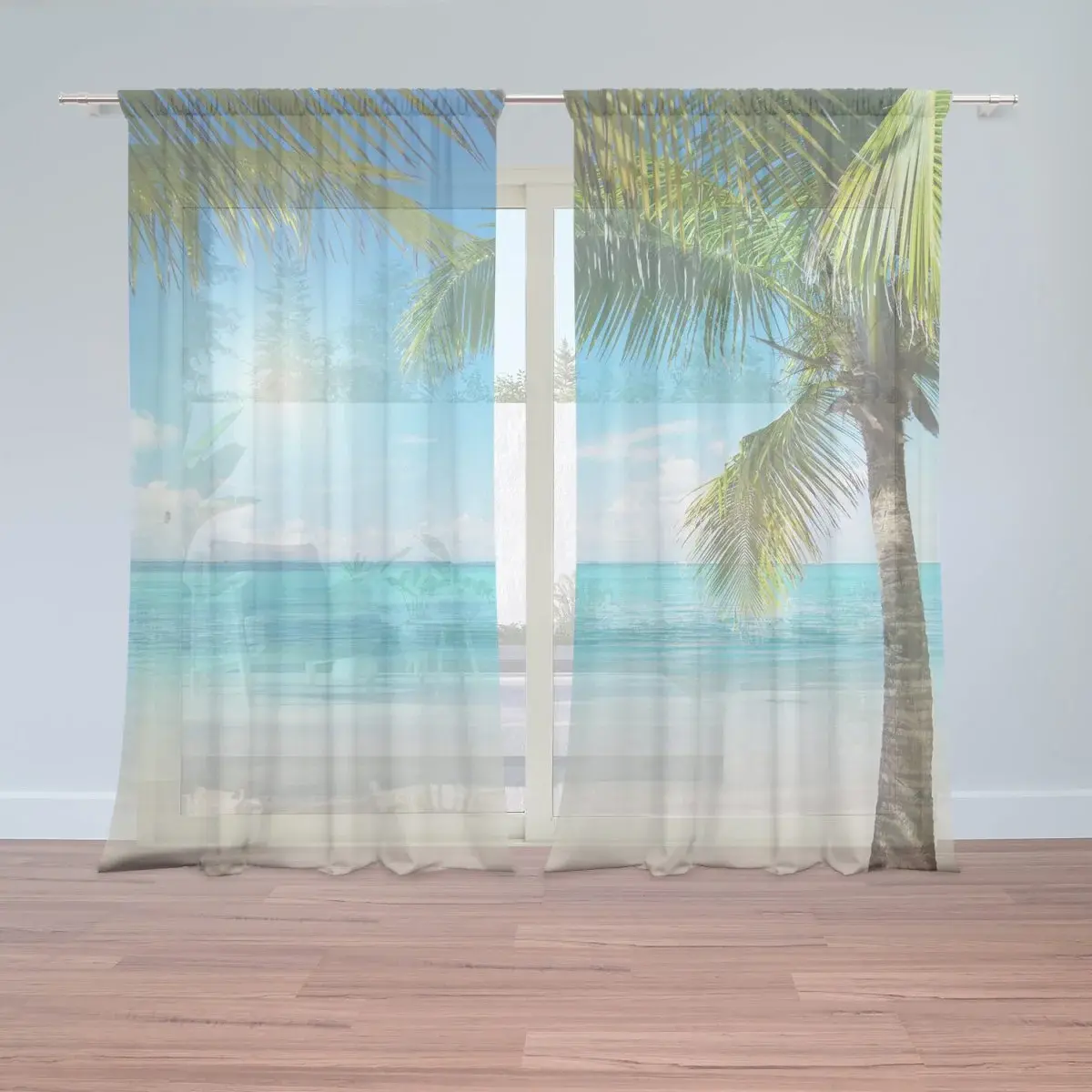Záclony Pláž s palmami: 2ks 150x250cm
