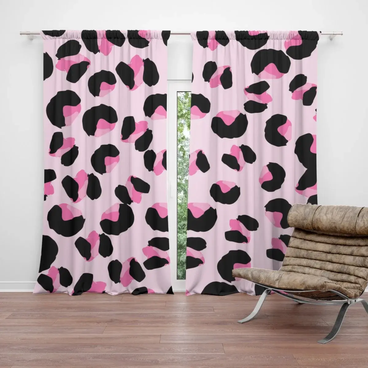 Závěs Růžový gepard: 2ks 140x250cm