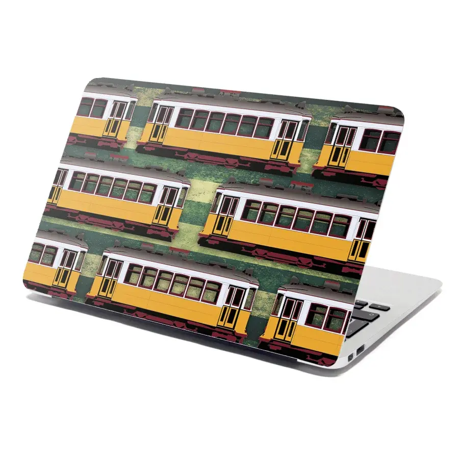 Samolepka na notebook Lisabonské historické tramvaje Zelený Pattern - 29x20 cm