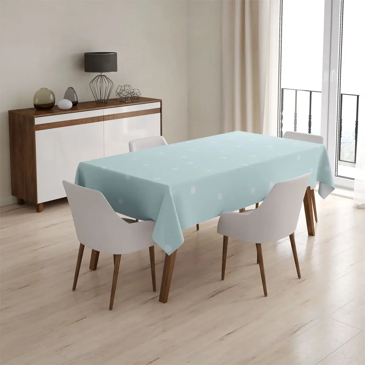 Ubrus Tečky na bledě modré - 90x90 cm