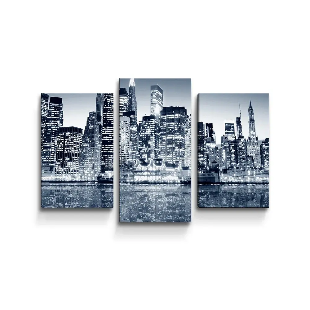Obraz - 3-dílný Noční New York - 75x50 cm
