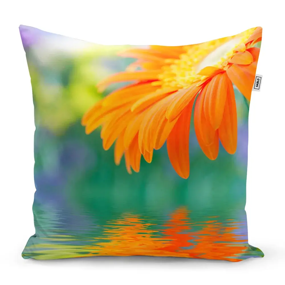 Polštář Oranžová gerbera - 50x50 cm