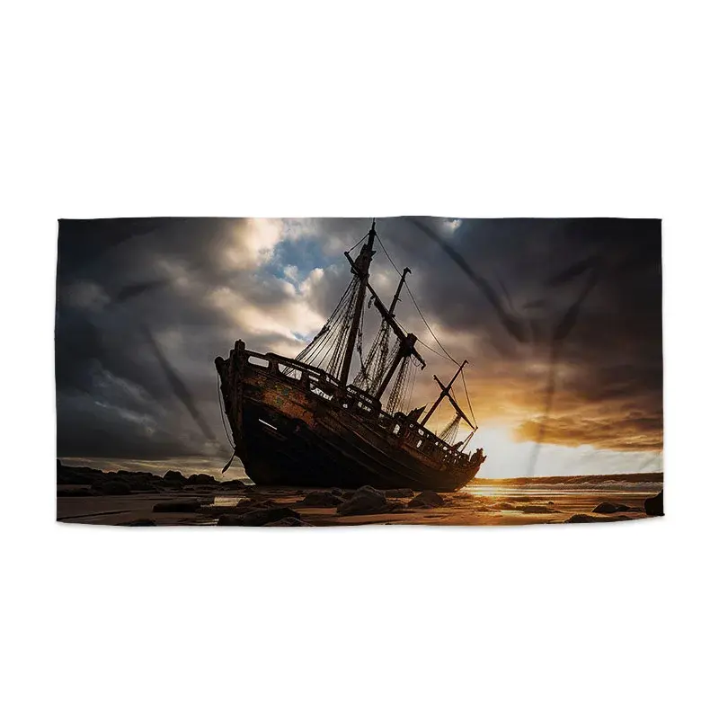 Ručník Vrak lodi při západu slunce - 30x50 cm