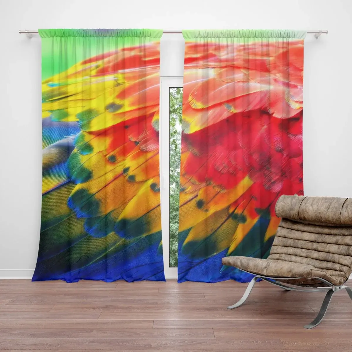 Závěs Barevné peří 2: 2ks 140x250cm