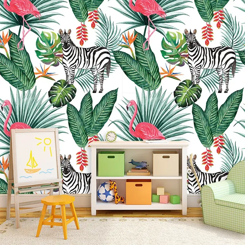 Tapeta Zebra a Plameňák - 208x125 cm