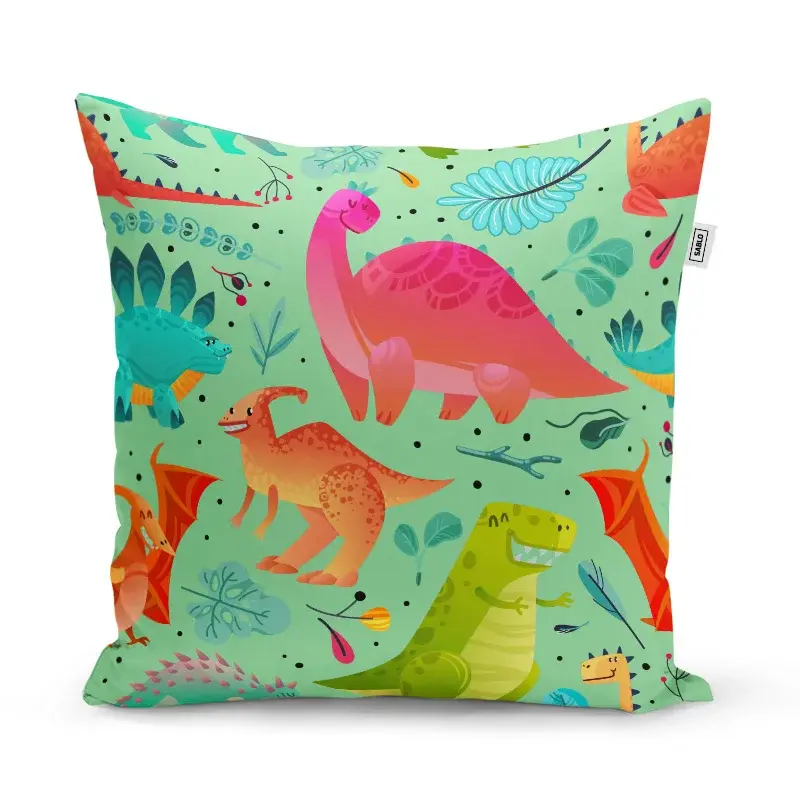 Polštář Dinosauři v trávě - 60x60 cm