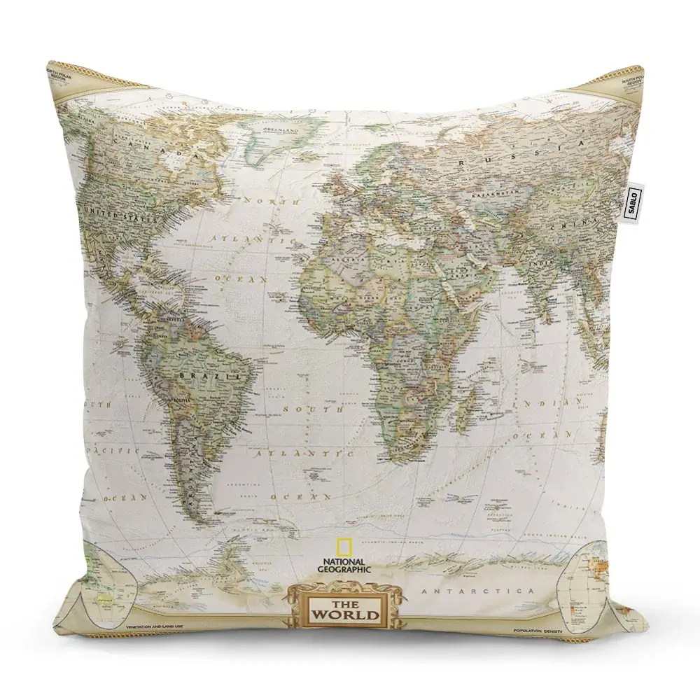 Polštář Mapa světa - 60x60 cm