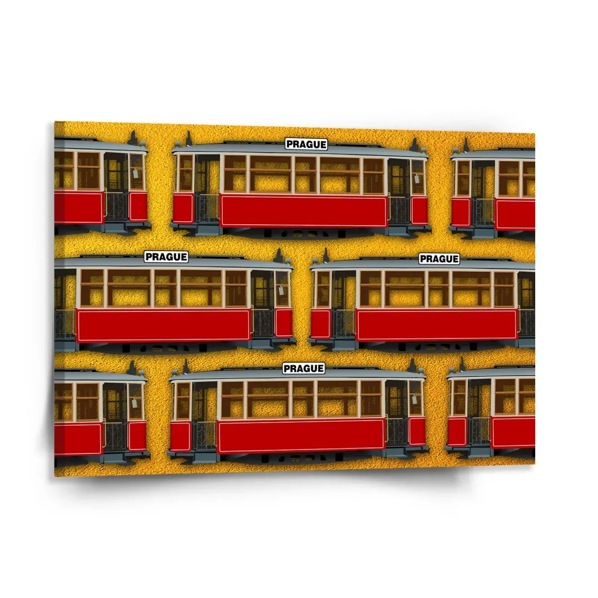 Obraz Pražské historické tramvaje Žlutý Pattern - 150x110 cm