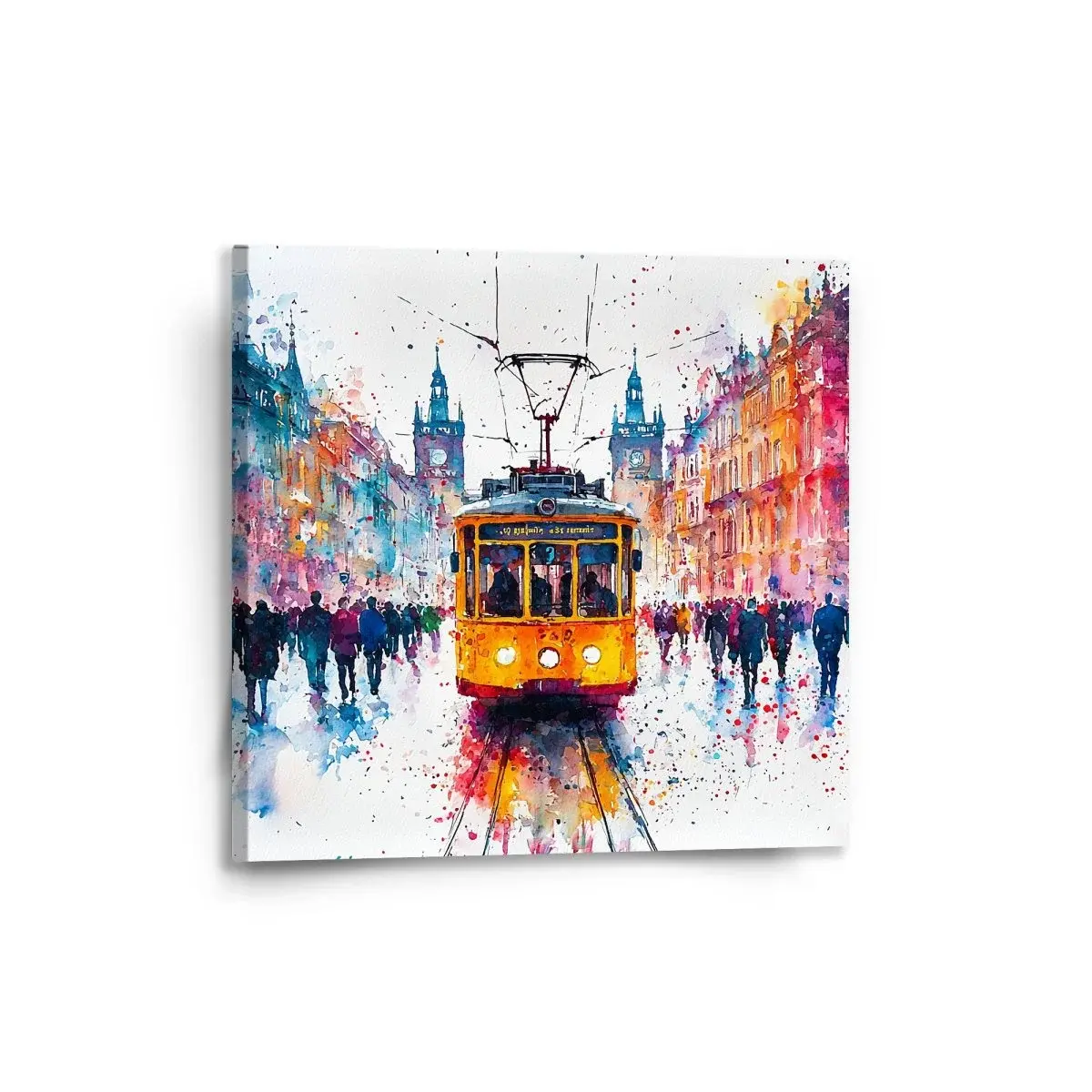 Obraz Žlutá tramvaj Paint - 50x50 cm