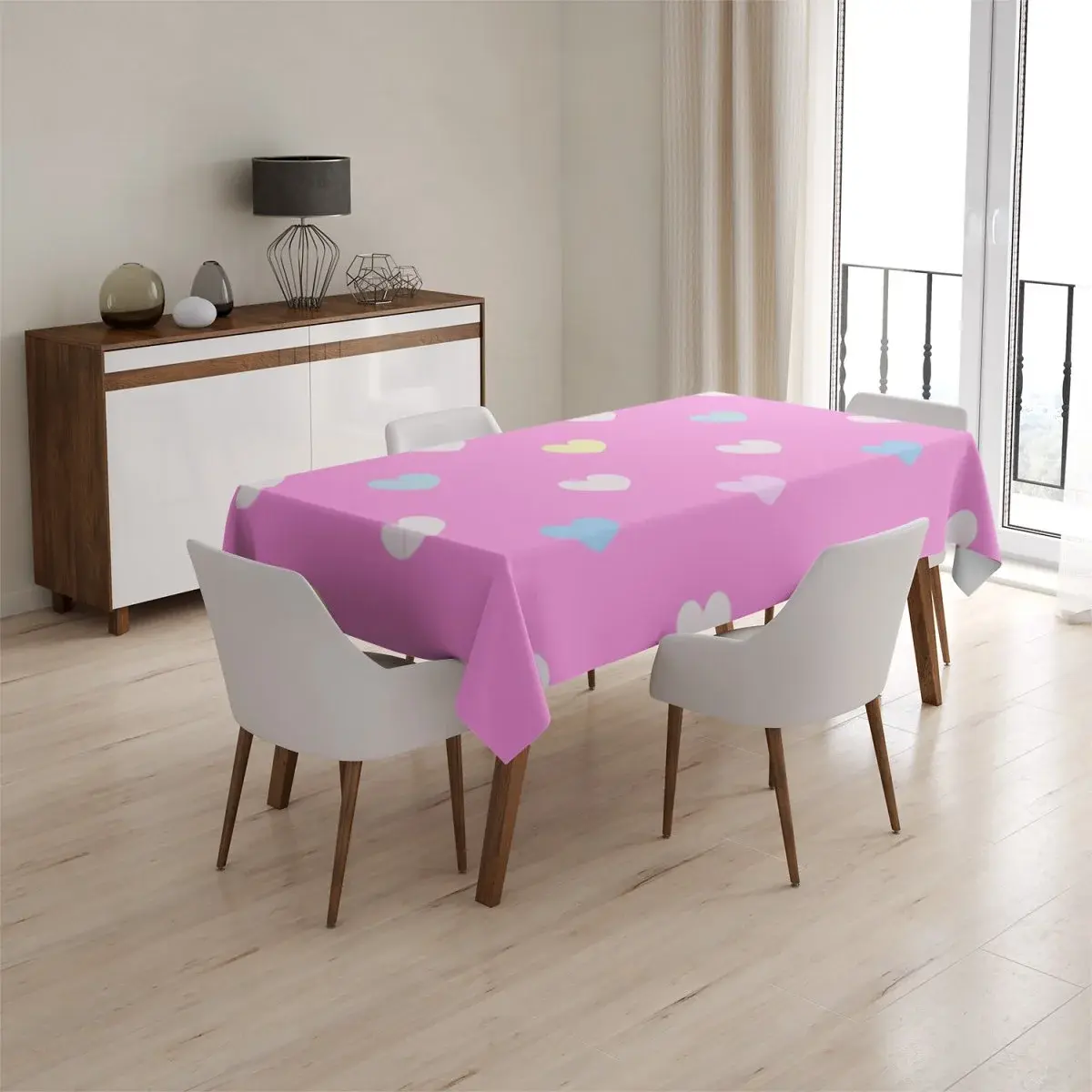 Ubrus Srdce na růžové - 130x170 cm