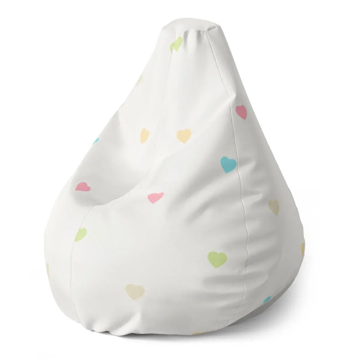 Sedací vak Pear Barevná srdíčka na béžové - 70 x 95 x 15 cm