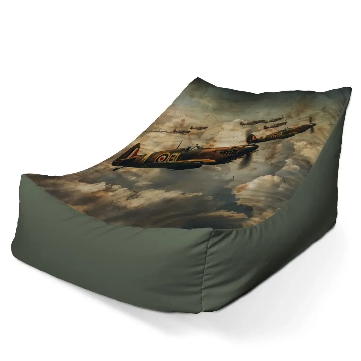 Sedací vak Lounge Stíhačky Spitfire v letecké bitvě - 120 x 100 x 80 cm