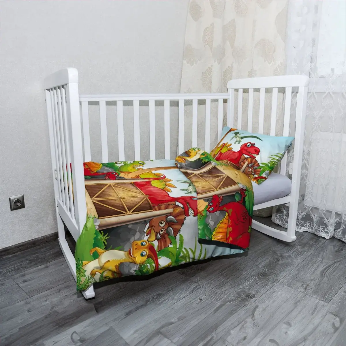 Mikroplyšové dětské povlečení do postýlky Dinosauři 4 - 130x90 / 40x60