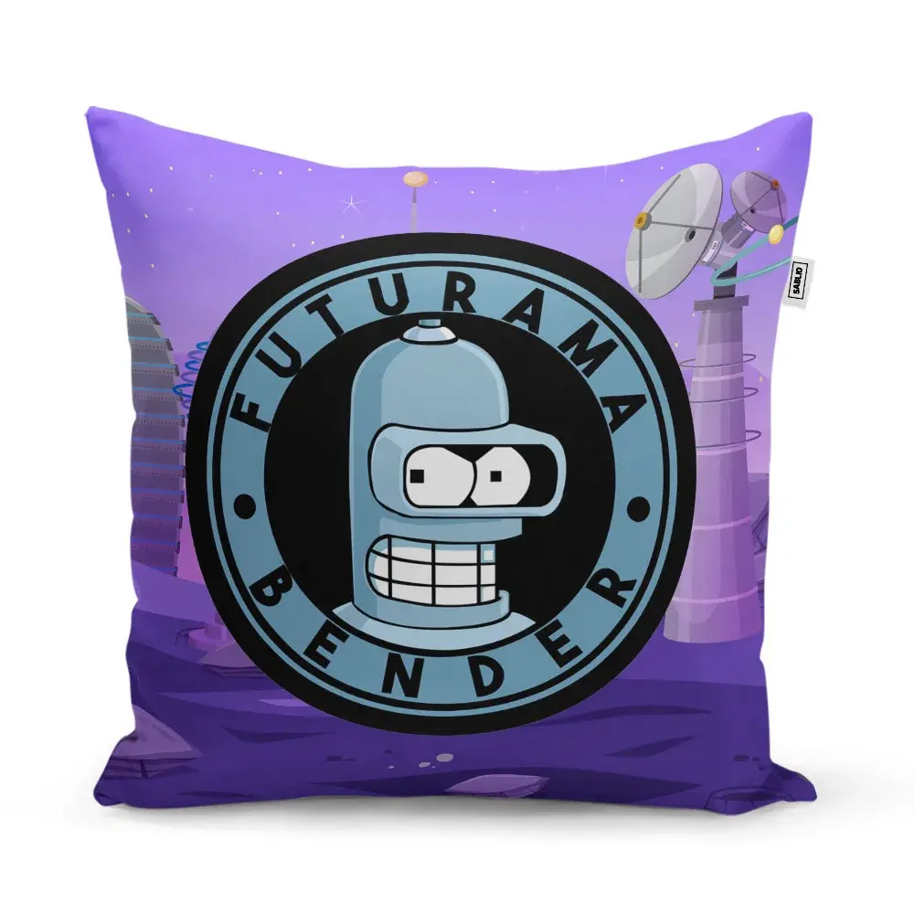 Polštář Futurama Bender Planeta s vysílači - 50x50 cm