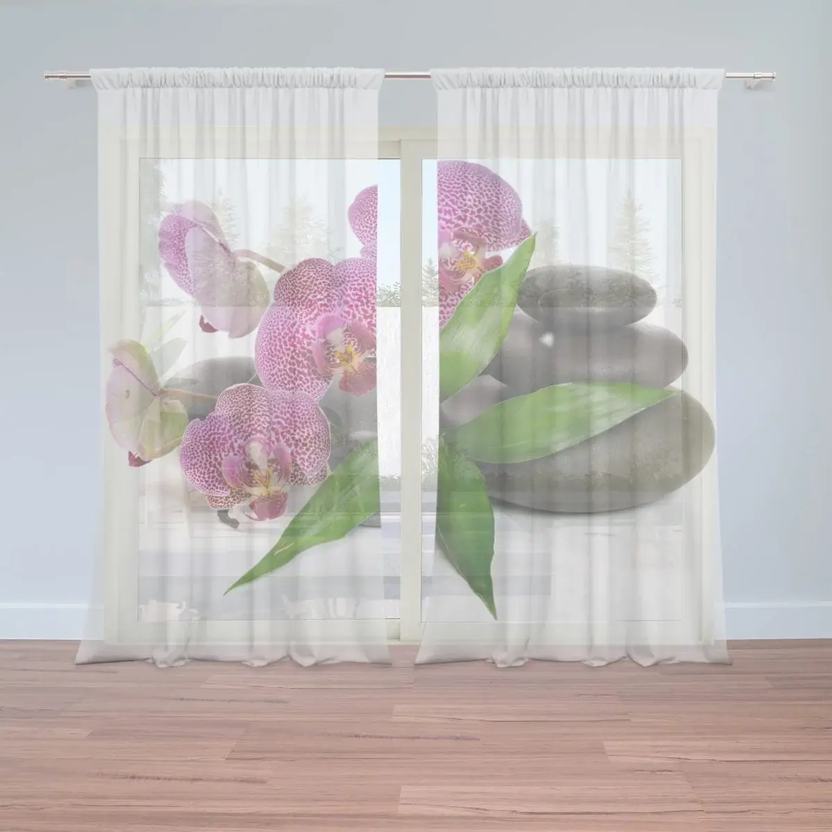 Záclony Orchideje a kameny: 2ks 150x250cm