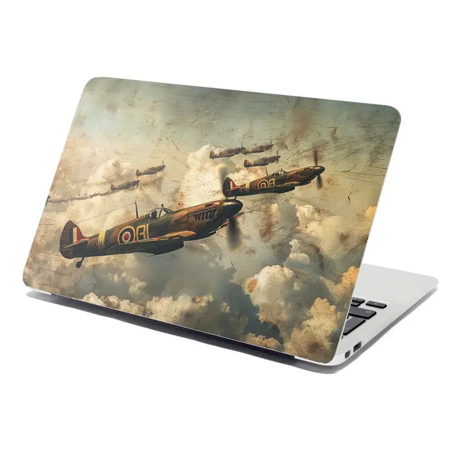 Samolepka na notebook Stíhačky Spitfire v letecké bitvě - 29x20 cm