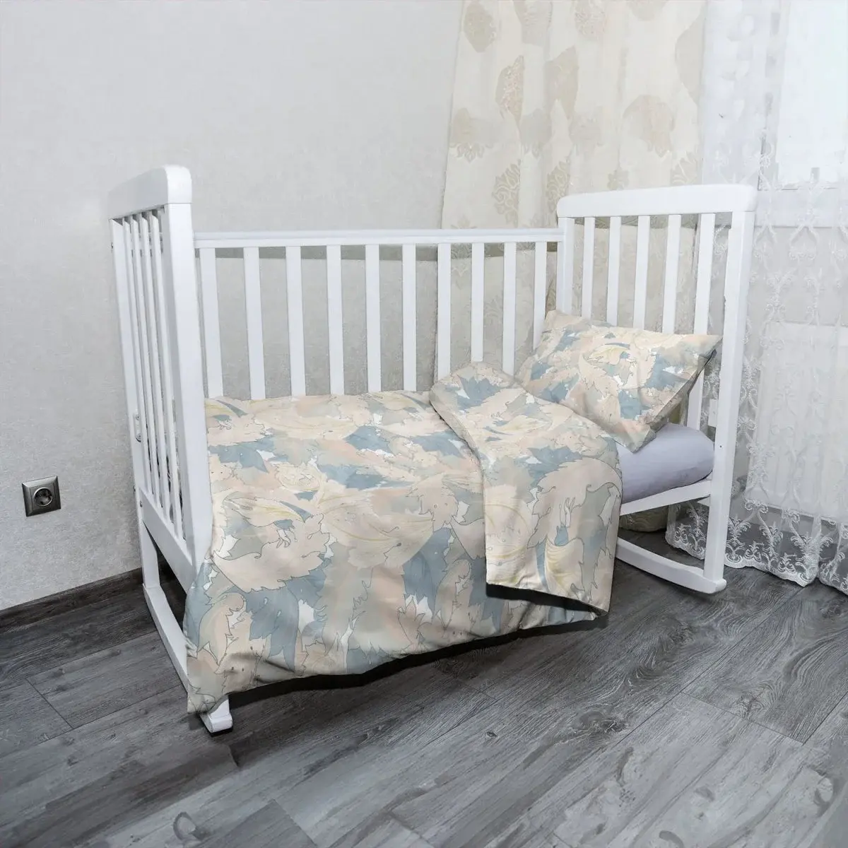 Mikroplyšové dětské povlečení do postýlky Listí - 120x90 / 40x60