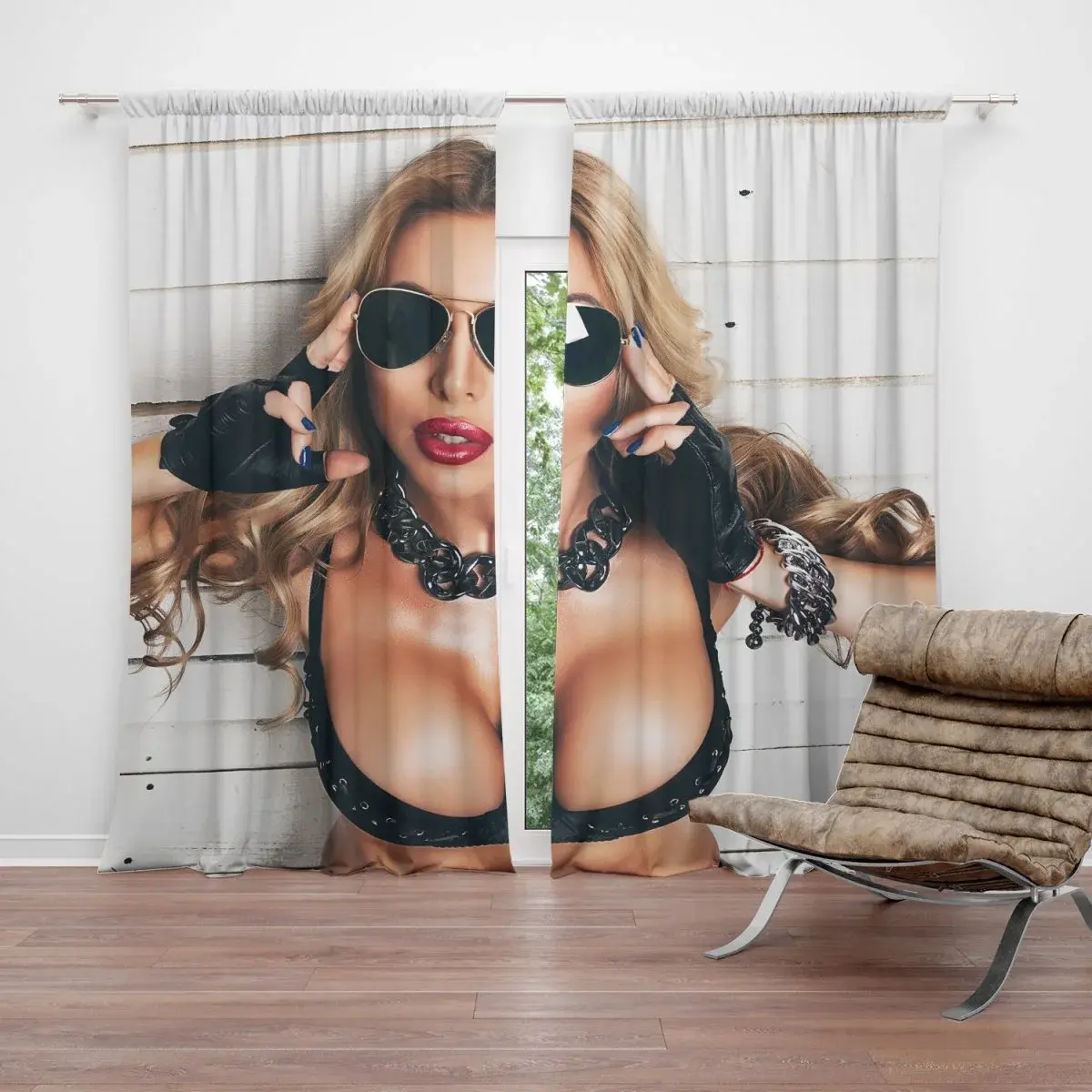 Závěs Žena s brýlemi: 2ks 140x250cm