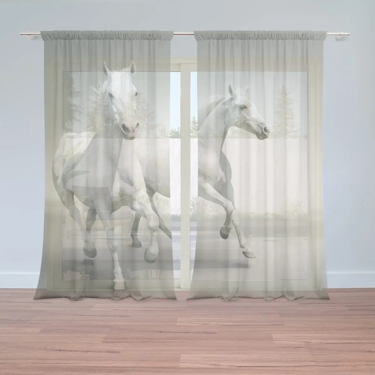 Záclony Dva bílí koně: 2ks 150x250cm