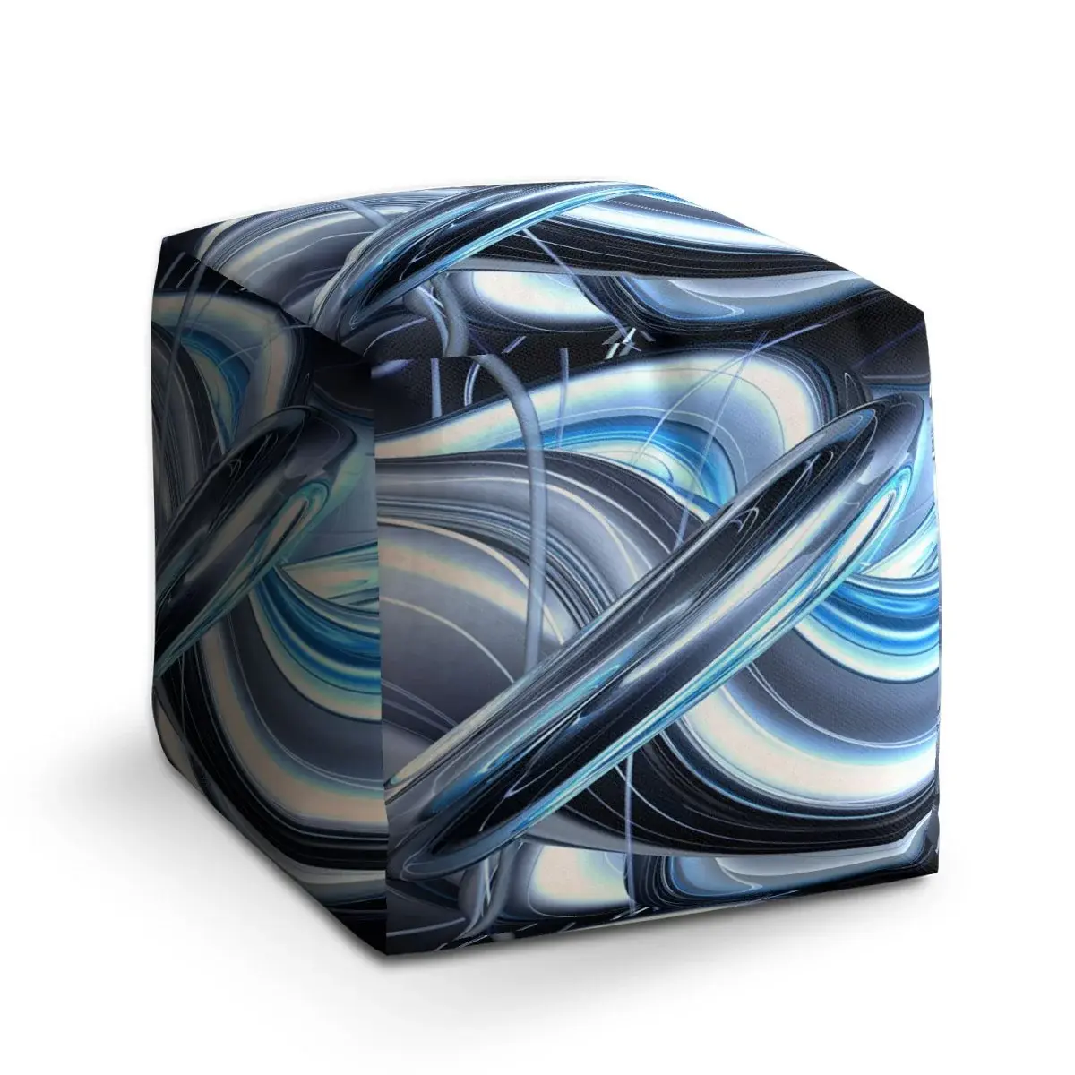 Taburet Cube Modrá abstrakce - 40x40x40 cm