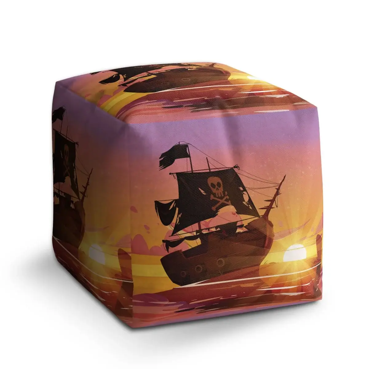 Taburet Cube Pirátská loď při západu slunce - 50x50x50 cm