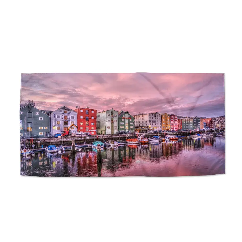 Ručník Barevné domky na pobřeží - 50x100 cm