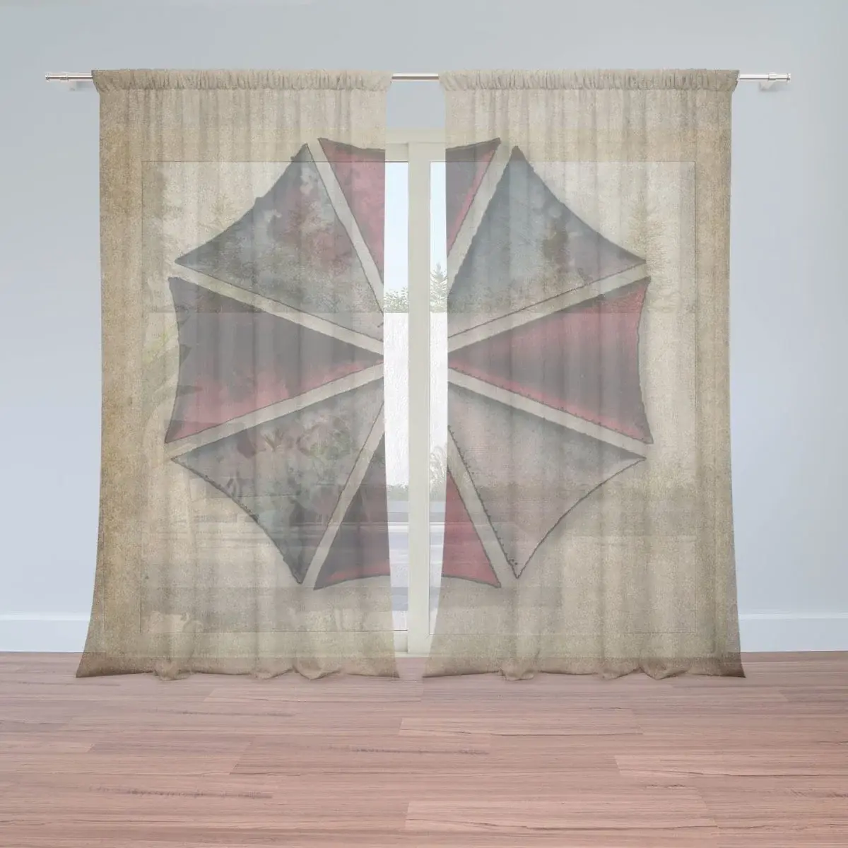 Záclony Resident Evil Umbrella Corporation Vintage: 2ks 150x250cm