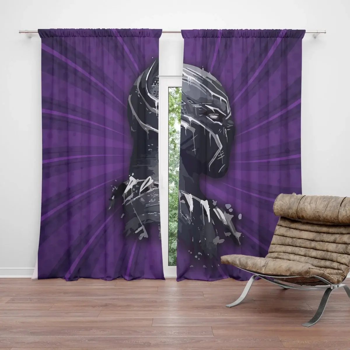 Závěs BLACK PANTHER z profilu Fialový: 2ks 140x250cm