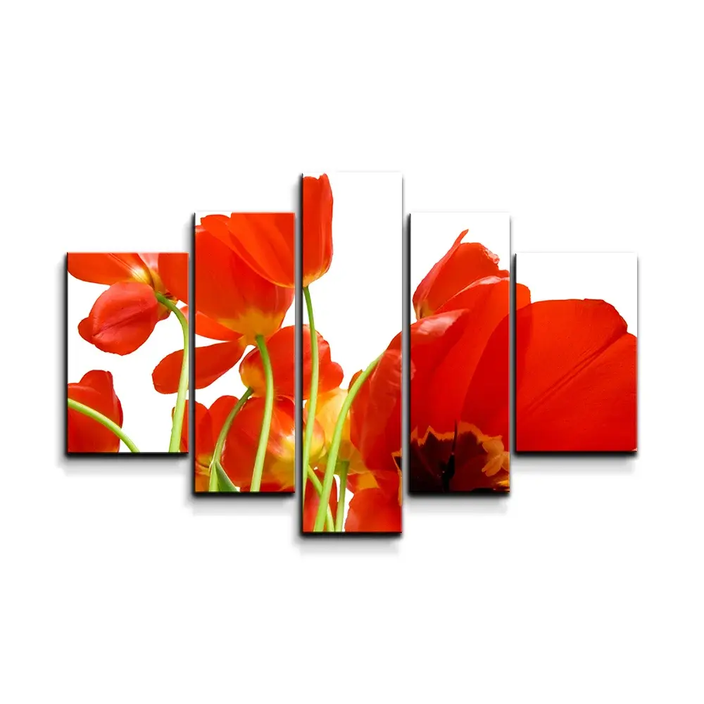 Obraz - 5-dílný Tulipány - 125x90 cm